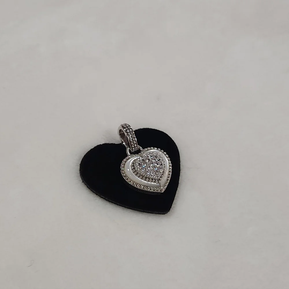 Judith Ripka Mother of Pearl & CZ Sterling Silver Pendant/Enhancer - Picture 4 of 10